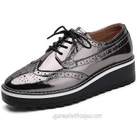 Women's Leather Lace-Up Wingtips Brogue Oxford Shoes