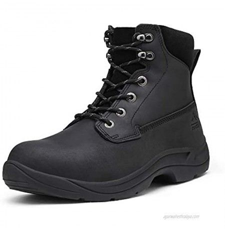 NORTIV 8 Men's 6 Inch Steel Toe Waterproof Work Boots Anti-Slip Tactical Safety Construction Industrial Boots