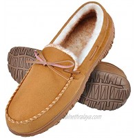 Harebell Men's Slippers Mens Moccasin Slippers Memory Foam House Shoes with Non-Slip Rubber Sole