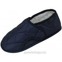 Men's Navy Edema Bootie Slippers for Swollen Feet-opens Fully Size Large Size 9-10