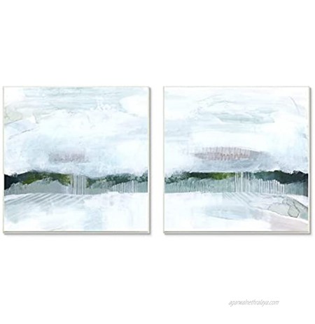 Stupell Industries Rainy Day Abstract Field Landscape Busy Grey Green Design by Grace Popp Wall Plaque 2pc Each 12 x 12 Multi-Color