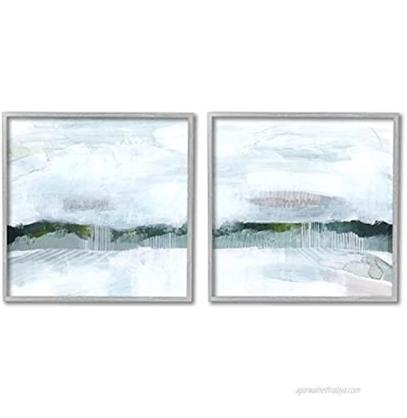 Stupell Industries Rainy Day Abstract Field Landscape Busy Grey Green Design by Grace Popp Gray Framed Wall Art 2pc Each 24 x 24 Multi-Color
