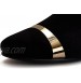 Men Velvet Loafers Handmade Flats Shoes with Gold Plate
