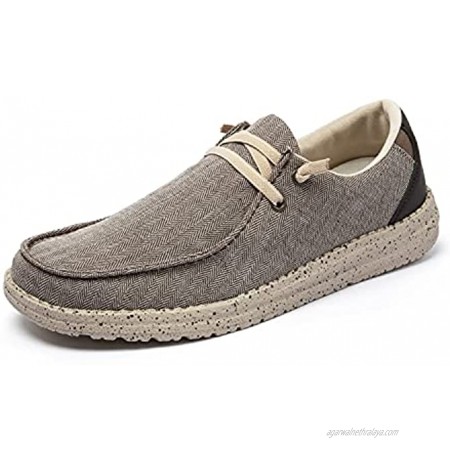 Pamray Men's Casual Loafers Men's Comfortable Deck Shoes Men's Lightweight Slip-on Shoes Men's Stylish Canvas Sneakers Men's Lace-up Loafers Breathable Boat Shoes for Men