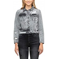 VERVET by Flying Monkey Distressed Patched Classic Fit Denim Jacket