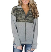 Actloe Womens Outerwear Casual Long Sleeve Zip-Up Hoodie Jacket Camouflage Sweatshirt Coat