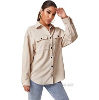 Verdusa Women's Casual Long Sleeve Solid Corduroy Jacket Coat with Pocket