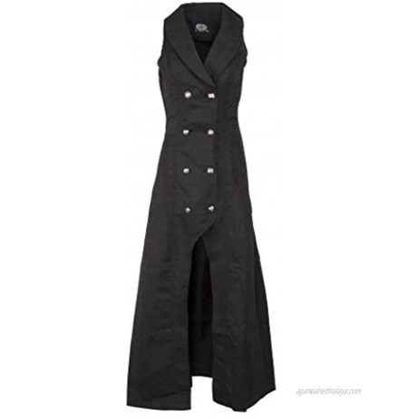 Womens Black Victorian Steampunk Gothic Sleeveless Coat Jacket