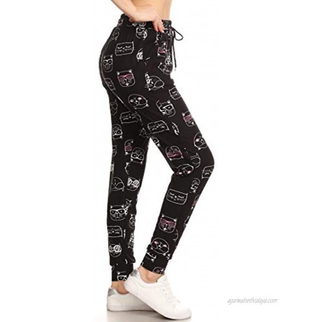 Leggings Depot Premium Women's Joggers Popular Print High Waist Track PantsS-XL BAT2