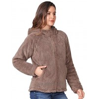 CAMEL Women Fleece Jackets with Pockets Fashion Hooded Long Sleeve Soft Full Zip Fleece Coat for Outdoor