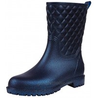 Asgard Women's Mid Calf Rain Boots Waterproof Quilted Rubber Garden Boots