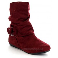 Women's Fashion Calf Flat Heel Side Zipper Slouch Ankle Boots