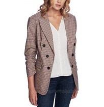 1.STATE Checked Ruched-Sleeve Blazer Classic Camel M
