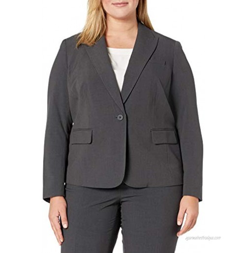 Anne Klein Women's Plus Size Solid 1 Button Jacket