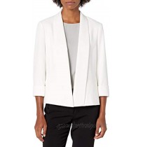 Kasper Women's Texture Pique Shawl Collar Open Front Jacket with Rolled Sleeves