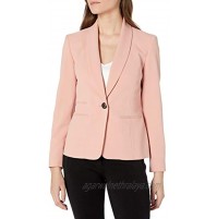NINE WEST Women's 1 Button Shawl Collar Textured Crepe Jacket