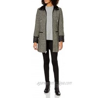7 For All Mankind Women's Zip Front Fitted Tweed Wool Coat with Inside Quilting