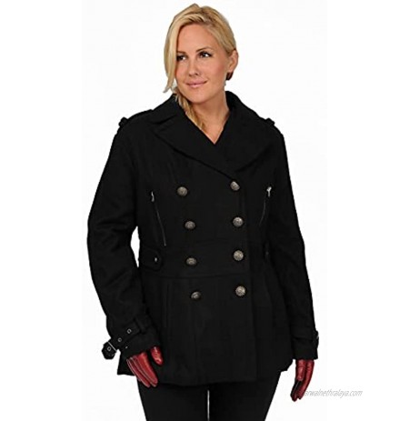 Excelled Leather Women's Wool Blend Fashion Pea Coat