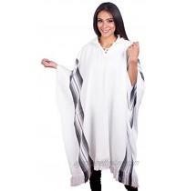 INTI ALPACA Hodded White Alpaca Poncho for Women Home Cloak Cape Poncho Wool Blanket White