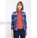 IVKO Impression Collection Embroidered Back Jacket in Stone Blue Floral Extra Fine Merino Wool Button Up Cardigan Sweater