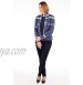 IVKO Impression Collection Embroidered Back Jacket in Stone Blue Floral Extra Fine Merino Wool Button Up Cardigan Sweater