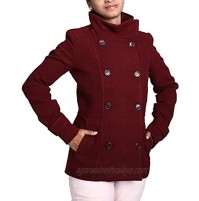 JH Women Classic Elegant Fitted double-breasted jacket or Pea coat in felted fabric for Winter