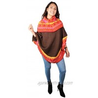 Mandina Fine Wools Alpaca Wool Fabric Poncho with Sleeves and Collar with Andean Motifs