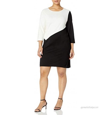 Joan Vass Women's Plus Size Colorblocked Dress