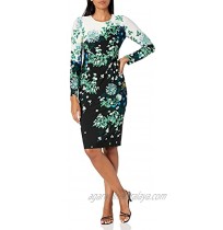 Maggy London Women's Jersey Long Sleeve Round Neck Floral Print Midi