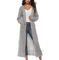 Blaward Womens Long Open Front Drape Lightweight Maxi Long Sleeve Split Cardigan Sweater with Pocket