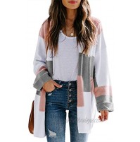 Chang Yun Women Color Block Open Front Cardigan Sweater Lightweight Knit Oversized Hooded Long Sleeve Soft Loose Coat