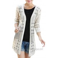 Colygamala Cardigan Women's Crochet Knitted Open Front Cardigan Pocket Sweater 7color