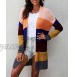 Douremifa Women Color Block Open Front Drape Knitted Long Cardigan Sweater Outwear Coat with Pockets