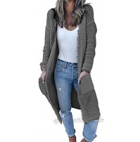 guyueqiqin Women's Casual Cardigan Sweaters Cozy Open Front Long Sleeve Knit Coat with Pockets