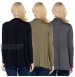Isaac Liev Womens Cardigan Pack of 3 Casual Lightweight Long Sleeve Open Front Drape with Straight Hem