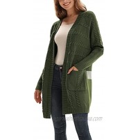 KANCY KOLE Women's Casual Open Front Chunky Knit Cardigans Long Sleeve Cable Sweater Coat with Pockets