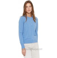 State Cashmere Women's 100% Pure Cashmere Button Front Long Sleeve Crew Neck Cardigan Sweater X-Large Bella Blue