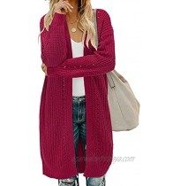 STYLEWORD Women's Open Front Long Sleeve Loose Solid Knit Cardigan Sweaters with Pockets