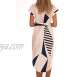 TEMOFON Women's Dresses Summer Floral Geometric Pattern Short Sleeve Midi V-Neck Casual Dress with Belt S-2XL