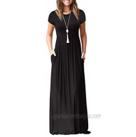 VIISHOW Women's Short Sleeve Floral Dress Loose Plain Maxi Dresses Casual Long Dresses with Pockets