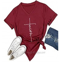 DANVOUY Women's V-Neck Summer Casual Letters Printed Short Sleeves Graphic T-Shirt