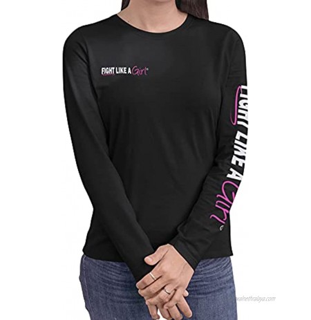 Fight Like a Girl Hybrid 2 Ladies Long-Sleeve T-Shirt with Sleeve Logo
