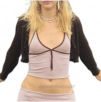 Women Lace Crop Tops Cami Tank Sexy V Neck Backless Spaghetti Strap Vest Y2K Summer Slim Camisole Top Shirt Streetwear