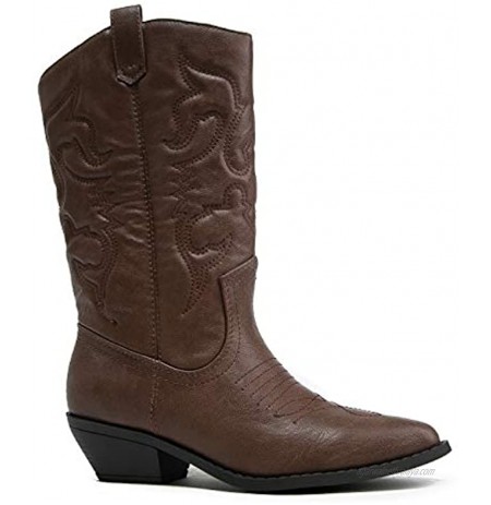 J. Adams Lasso Cowgirl Boots for Women Mid Calf Low Heel Western Boot