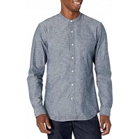 Goodthreads Men's Slim-Fit Long-Sleeve Band-Collar Chambray Shirt