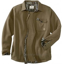 Legendary Whitetails Men's Big Woods Fleece Shirt Jacket-Button Closure Brushed Knit Camo Lined Regular Fit Long Sleeve