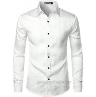 ZEROYAA Men's Hipster Slim Fit Long Sleeve Gothic Jacquard Button Up Dress Shirts for Party Prom