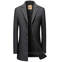 Warm Goose Men's Trench Coat Long Wool Blend Overcoat Classic Single-Breasted Overcoat Topcoat