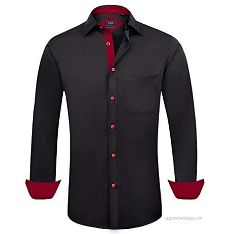 Alimens & Gentle Men's Dress Shirts Long Sleeve Wrinkle-Resistant Regular Fit Casual Shirt