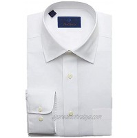 David Donahue Men's Twill Regular Fit Dress Shirt White